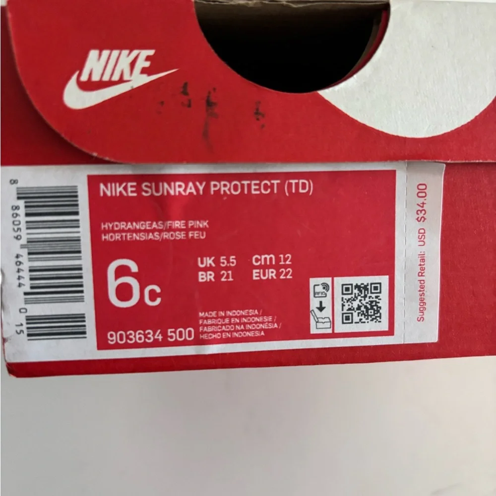 Nike Kids Pink and Blue Slip-On Sandals